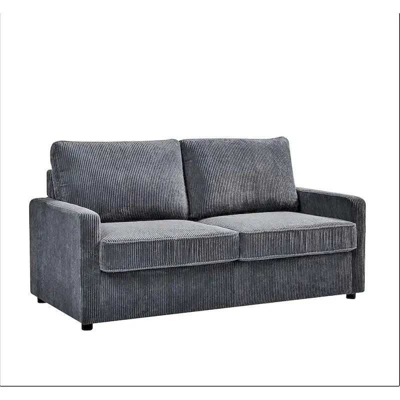 70" Corduroy Square-Arm Sofa Bed with Pull-Out Mattress