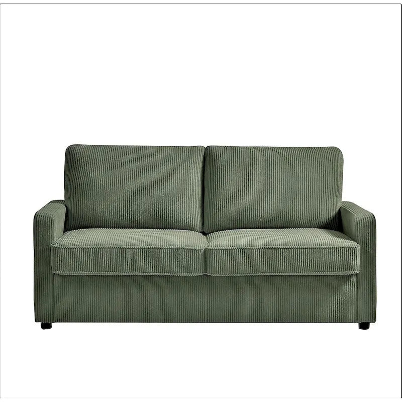70" Corduroy Square-Arm Sofa Bed with Pull-Out Mattress