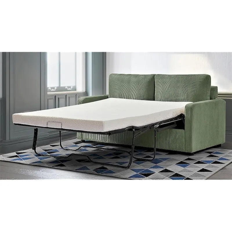 70" Corduroy Square-Arm Sofa Bed with Pull-Out Mattress