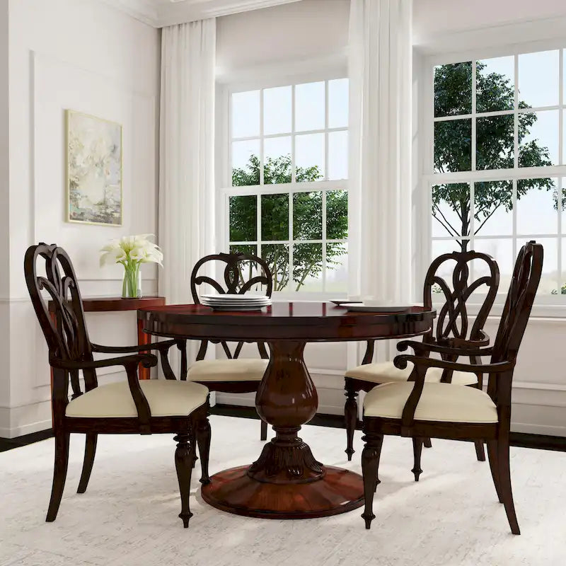 48" Round Pedestal Dining Table with Cherry Veneer Top