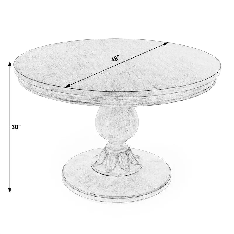 48" Round Pedestal Dining Table with Cherry Veneer Top