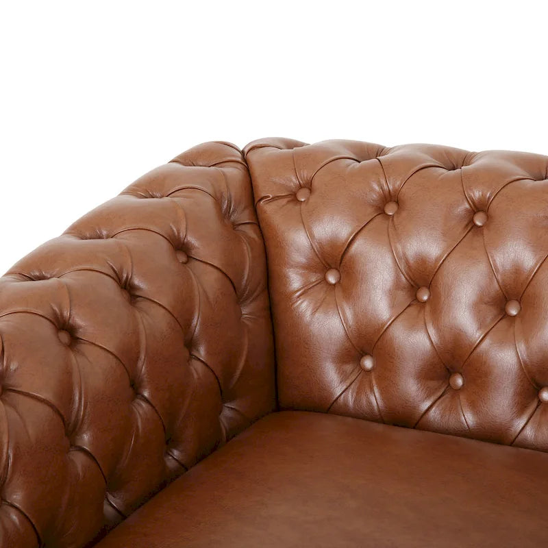 Sillón club de estilo Chesterfield con capitoné de botones, brazos enrollados y ribete de tachuelas