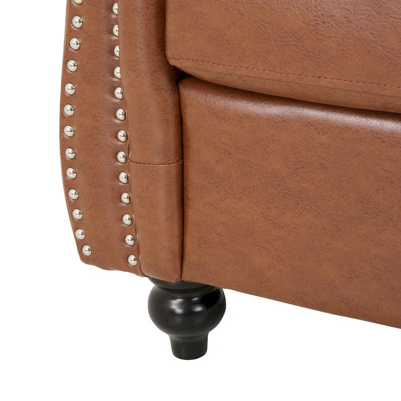 Sillón club de estilo Chesterfield con capitoné de botones, brazos enrollados y ribete de tachuelas