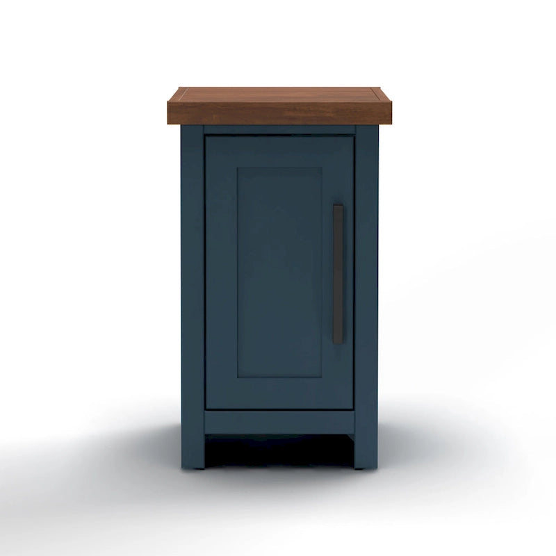 Farmhouse Chairside Table with Single Door Storage and Two-Tone Wood Finish