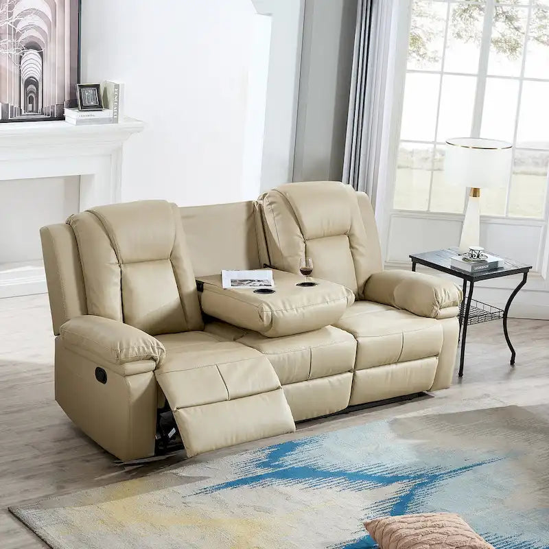 Bonded Leather Recliner Chair with Pull-Lever Footrest