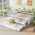 Twin XL Wood Daybed with 2 Pull-Out Trundles, Storage Cubbies and USB Charging Port