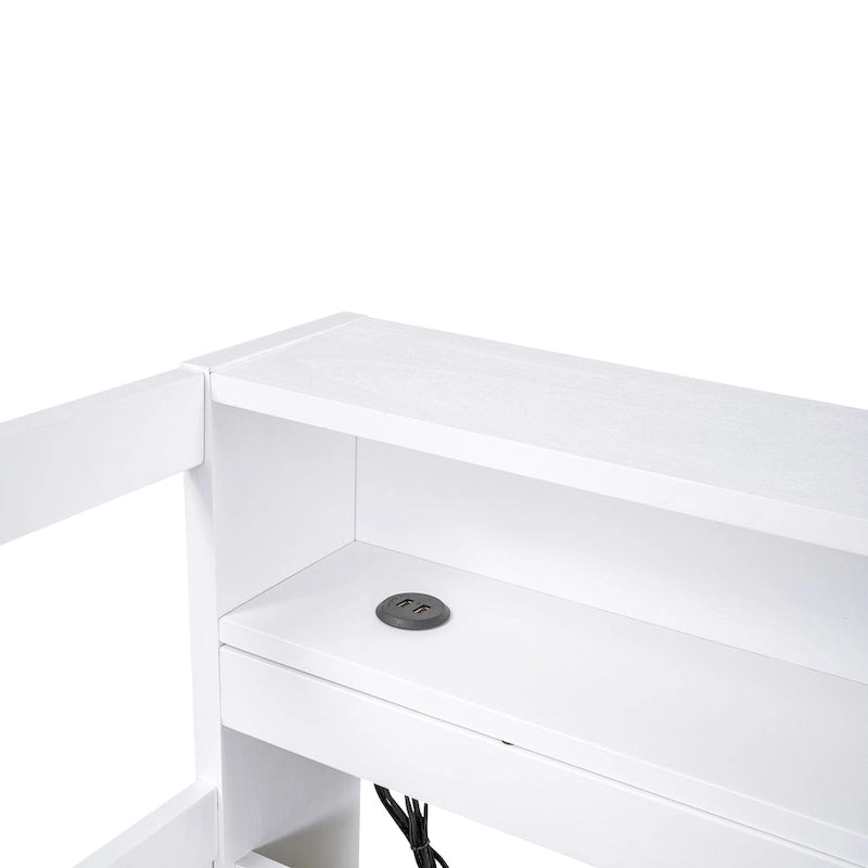 Twin XL Wood Daybed with 2 Pull-Out Trundles, Storage Cubbies and USB Charging Port