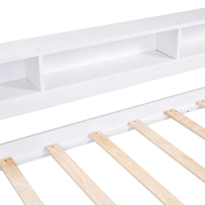 Twin XL Wood Daybed with 2 Pull-Out Trundles, Storage Cubbies and USB Charging Port