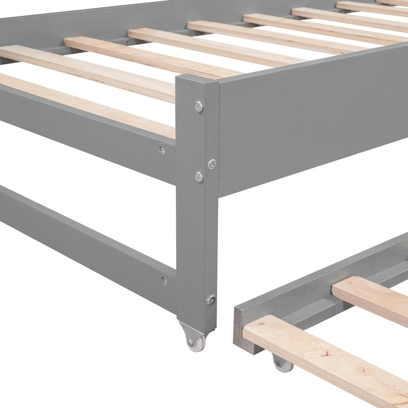 Twin XL Wood Daybed with 2 Pull-Out Trundles, Storage Cubbies and USB Charging Port