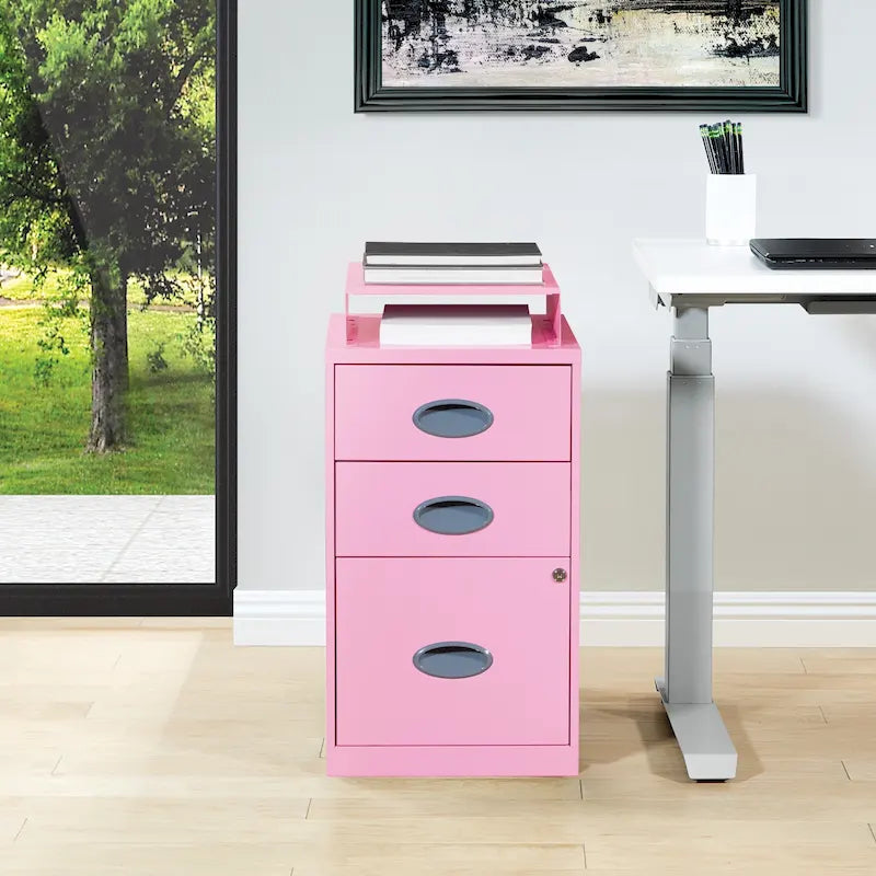 Locking Metal File Cabinet with Letter-Size Drawer and Roller Slides