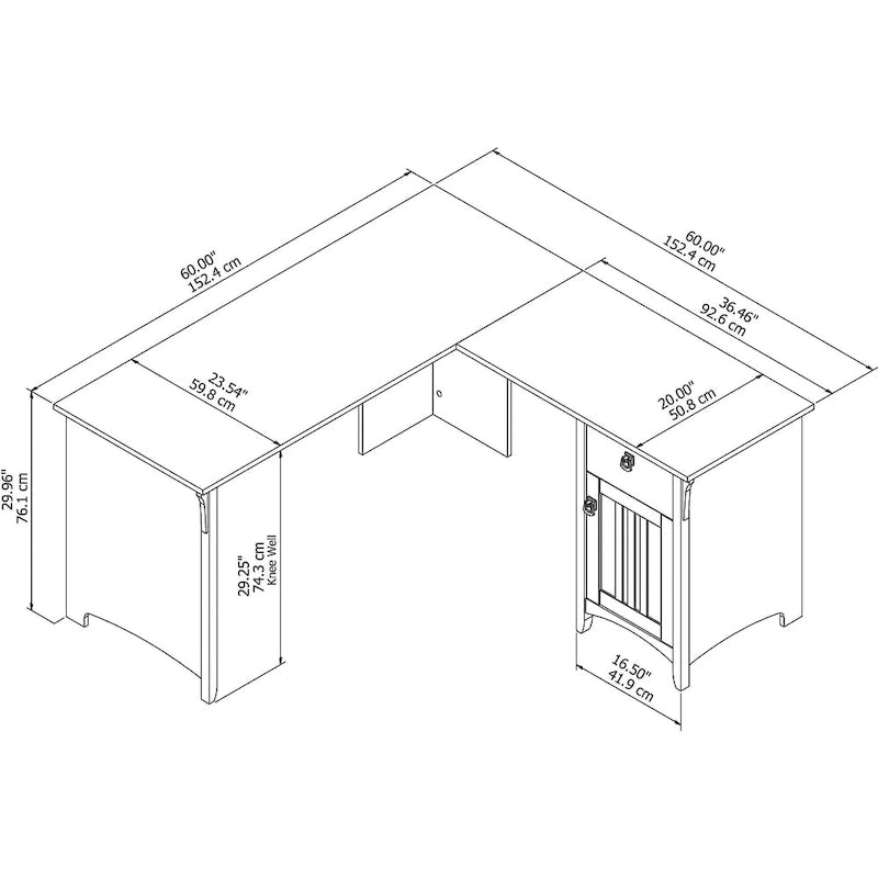 L-Shaped Corner Desk with Storage Cabinet and Drawer