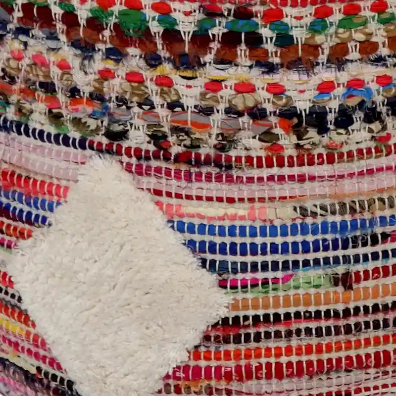 Boho-Pouf mit Rautenstrickmuster – mehrfarbig