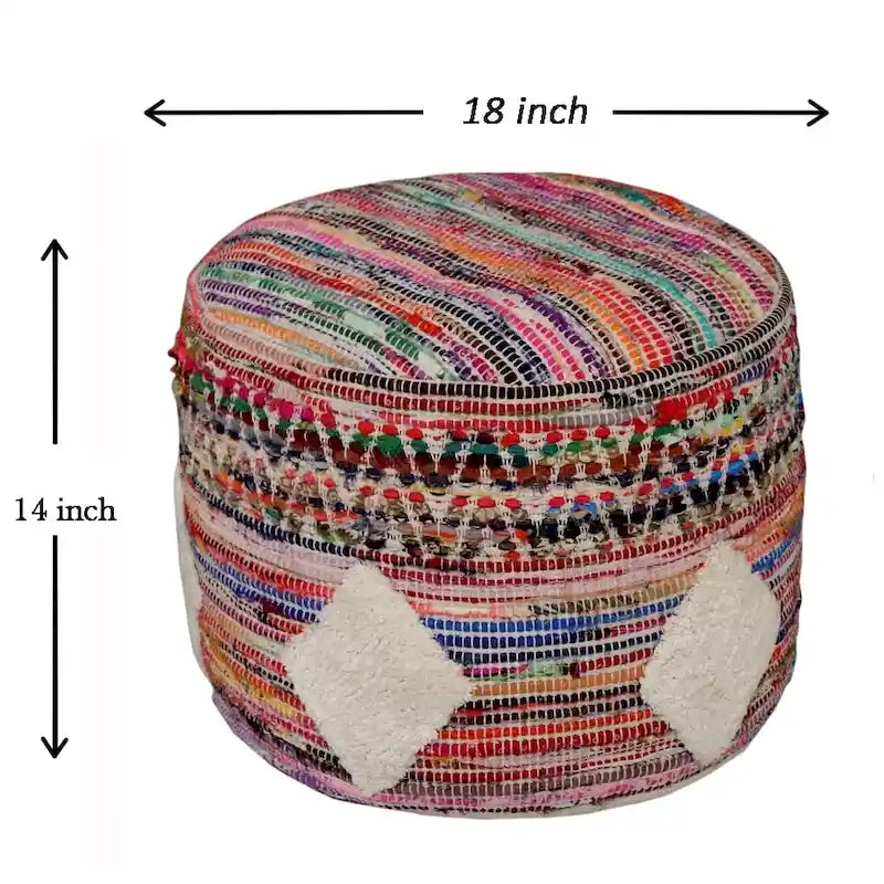 Puf otomano tejido de punto con diamantes estilo bohemio - multicolor