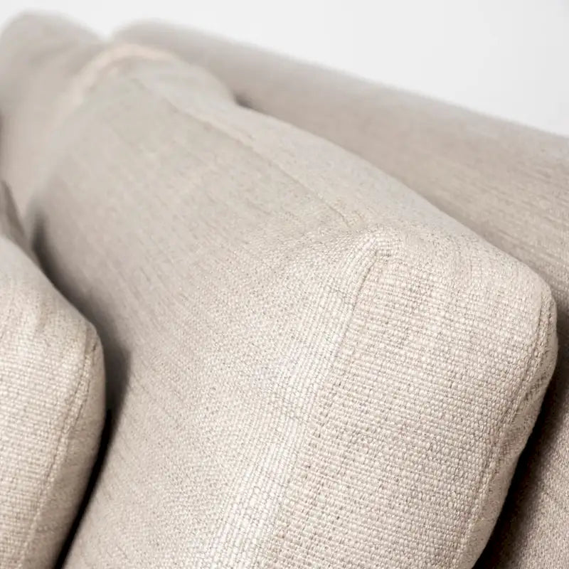92" Beige Slipcover Sofa with Double-Stacked Back Cushions and Solid Wood Legs