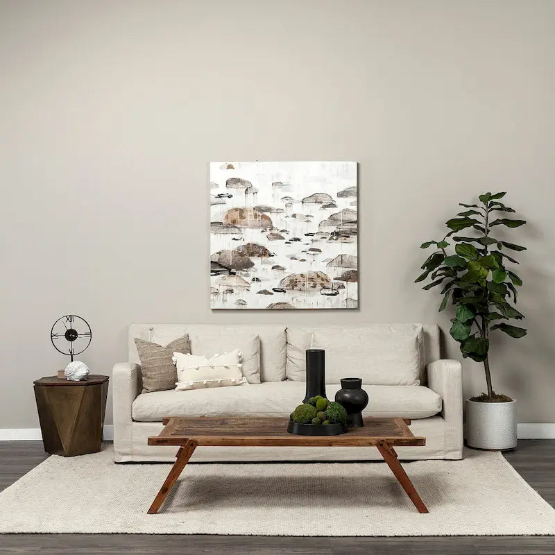 92" Beige Slipcover Sofa with Double-Stacked Back Cushions and Solid Wood Legs