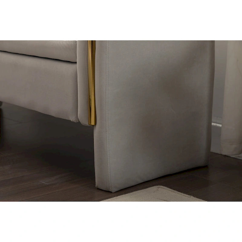 Velvet Storage Bench with Gold Metal Trim and Solid Wood Frame