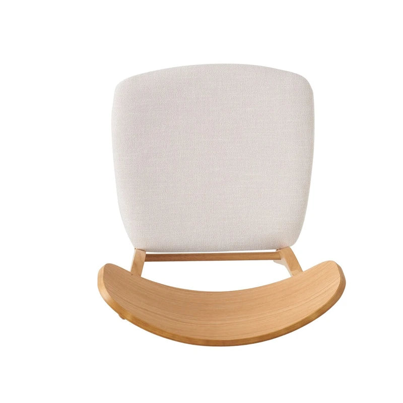 Silla de comedor tapizada de estilo moderno de mediados de siglo con patas de madera de caucho