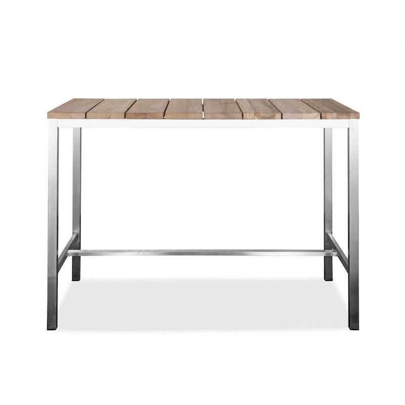55" Esstisch aus Massivholz mit Edelstahlgestell