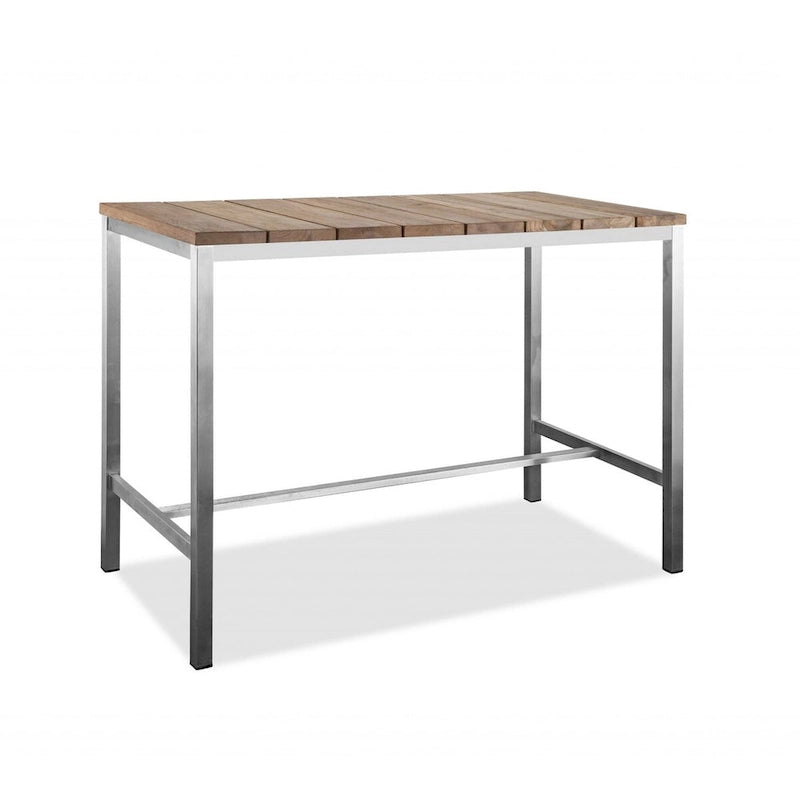 55" Esstisch aus Massivholz mit Edelstahlgestell