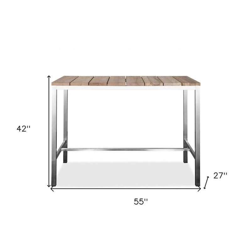 55" Esstisch aus Massivholz mit Edelstahlgestell