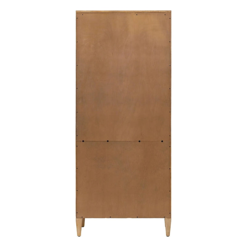 Open Bookcase with Arched Panels and Wire-Brushed Wood Finish