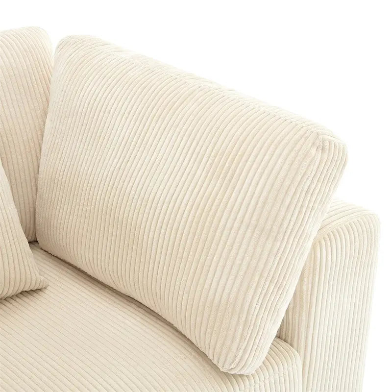 105" Corduroy 3-Seater Sofa with Removable Cushions and Throw Pillows