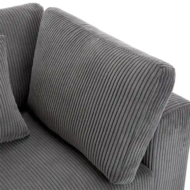105" Corduroy 3-Seater Sofa with Removable Cushions and Throw Pillows