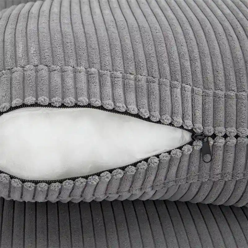 105" Corduroy 3-Seater Sofa with Removable Cushions and Throw Pillows