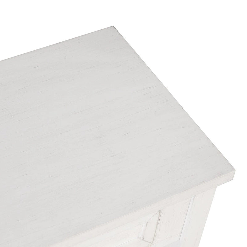 Consolle in stile farmhouse con 4 cassetti e ripiano contenitore aperto