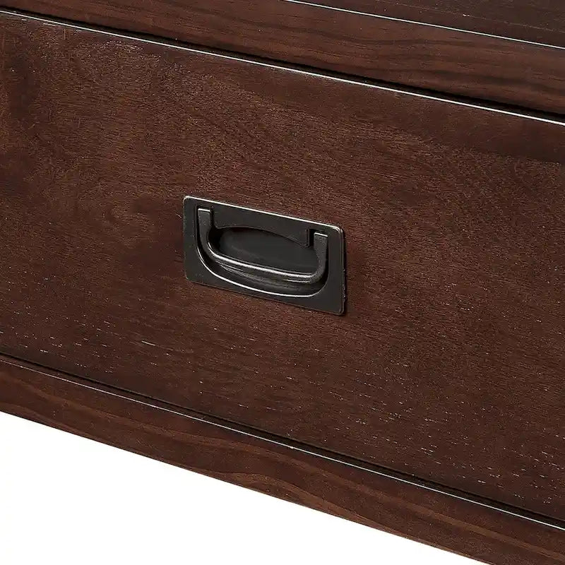 Consolle in stile farmhouse con 4 cassetti e ripiano contenitore aperto
