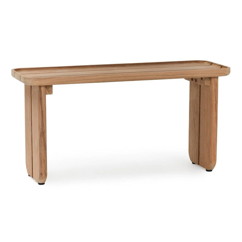 Mesa de centro de exterior de teca maciza con tablero de tablones anchos