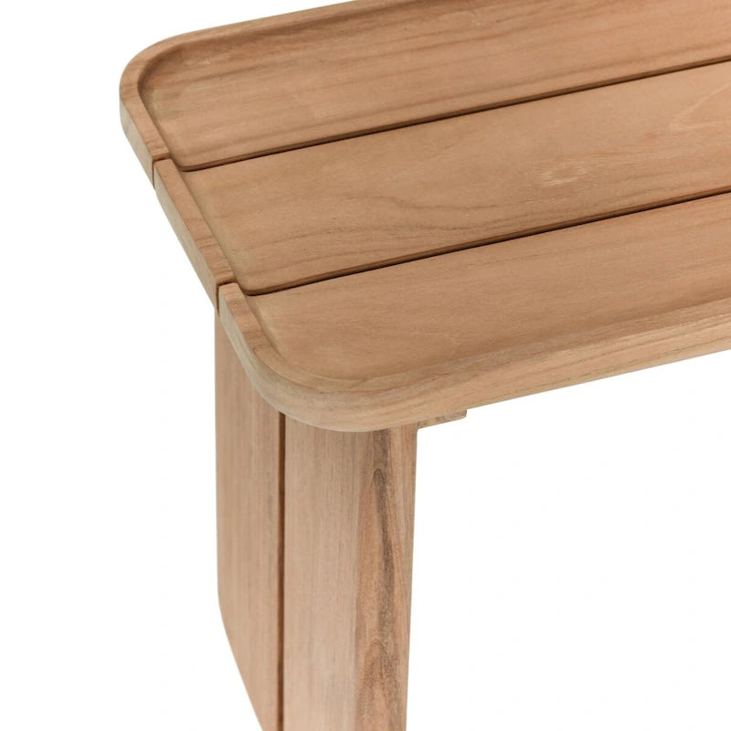 Mesa de centro de exterior de teca maciza con tablero de tablones anchos