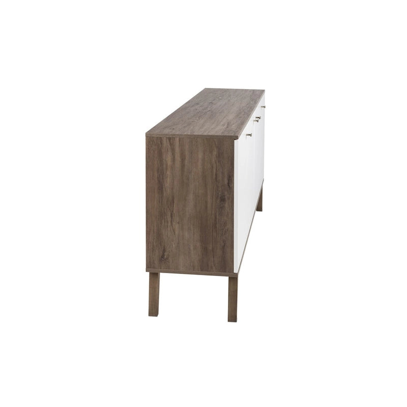 Credenza e buffet moderno di metà secolo a 4 ante con ripiani regolabili