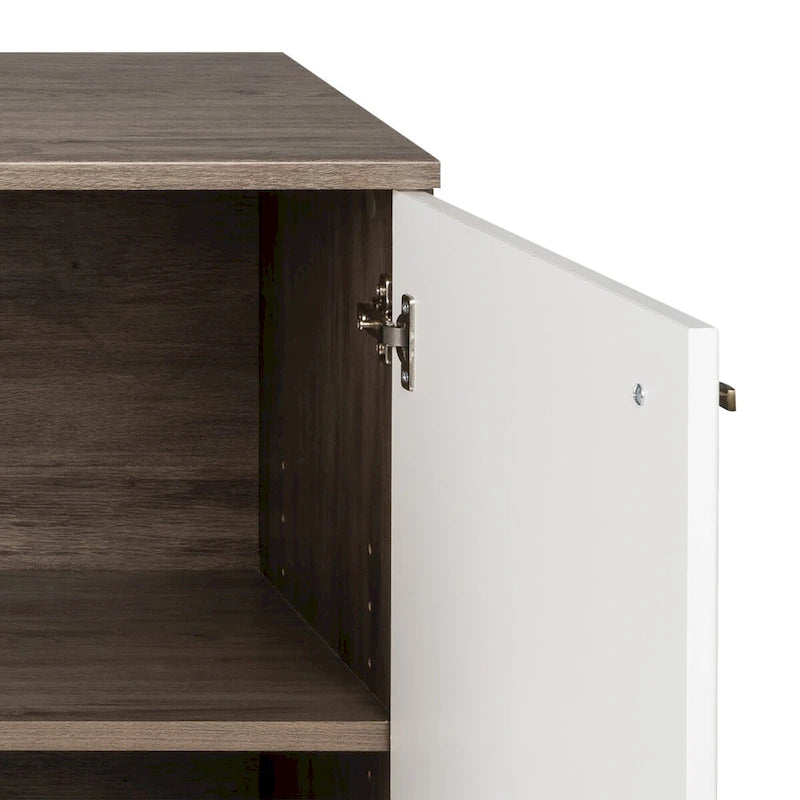Credenza e buffet moderno di metà secolo a 4 ante con ripiani regolabili