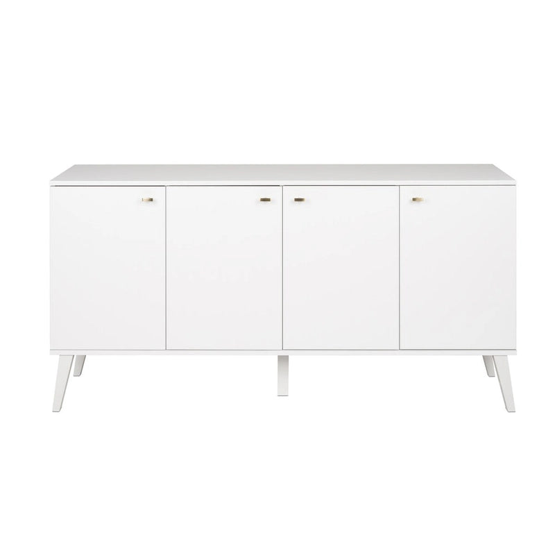 Credenza e buffet moderno di metà secolo a 4 ante con ripiani regolabili