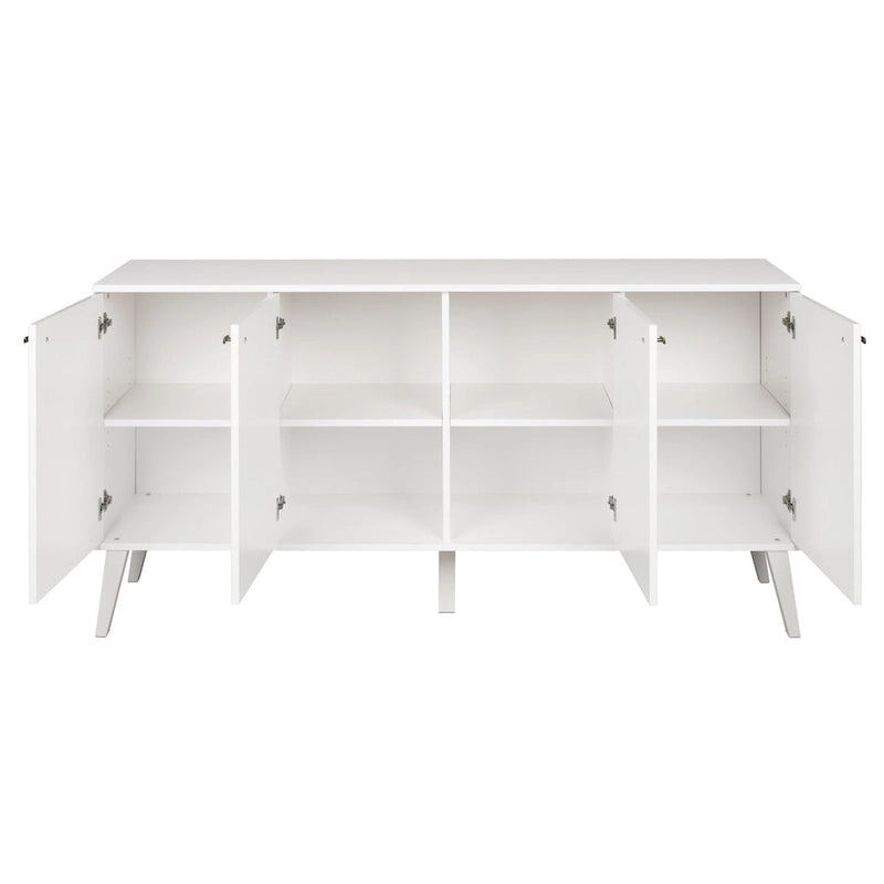 Credenza e buffet moderno di metà secolo a 4 ante con ripiani regolabili