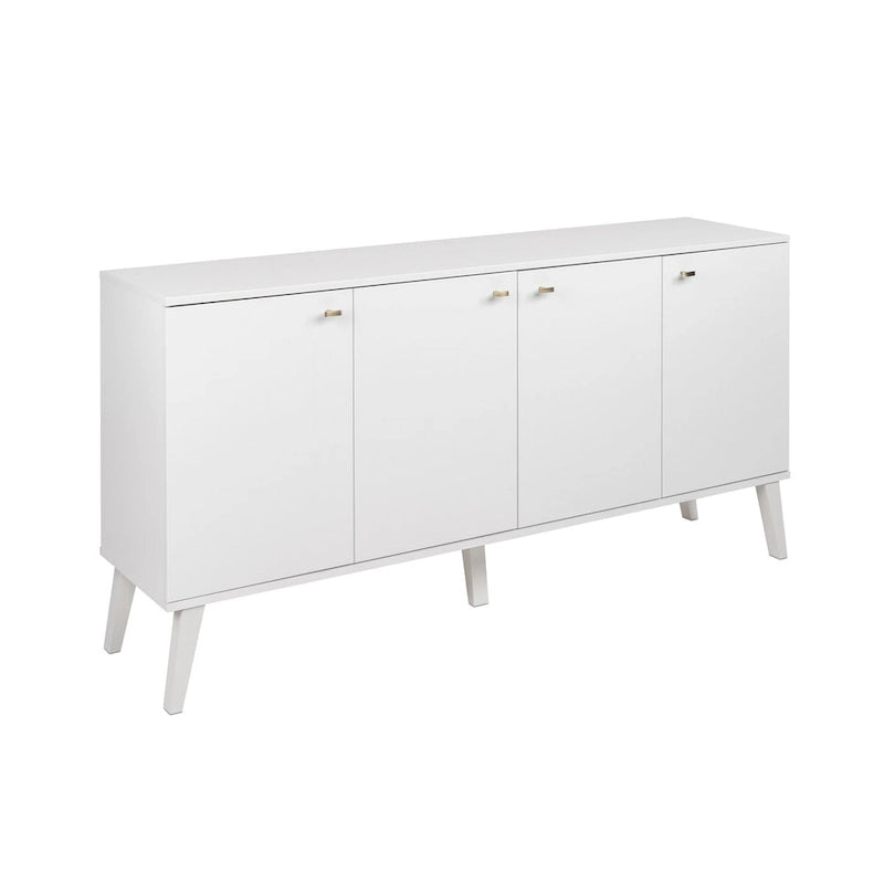 Credenza e buffet moderno di metà secolo a 4 ante con ripiani regolabili