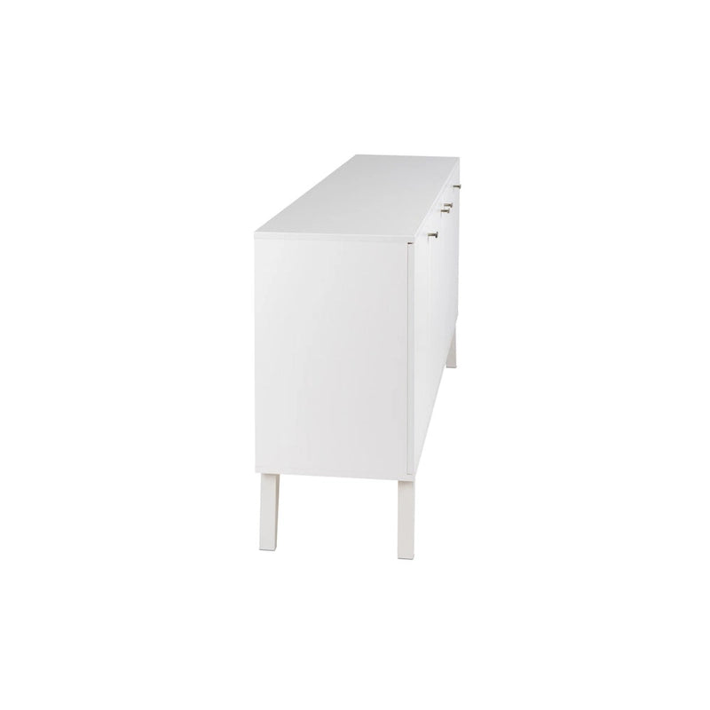Credenza e buffet moderno di metà secolo a 4 ante con ripiani regolabili