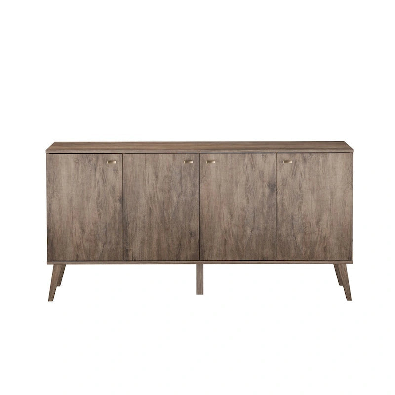 Mid-Century-Modern-Buffet und Sideboard mit 4 Türen und verstellbaren Regalen
