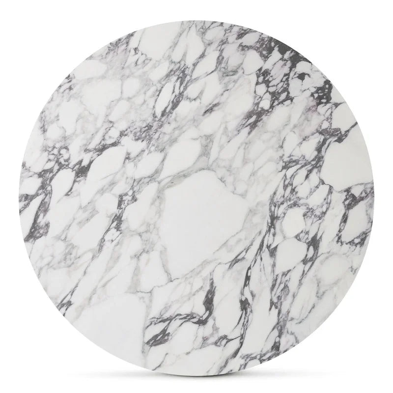 Table de salle à manger ronde de 35" avec piètement central en faux marbre pour petits espaces