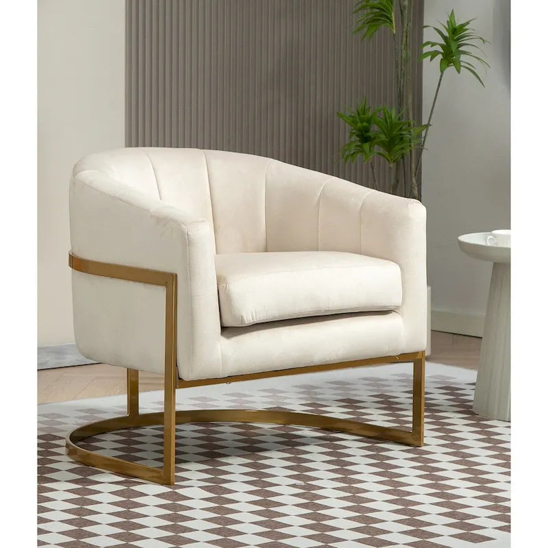 Samt-Sessel mit goldfarbenem Metallrahmen