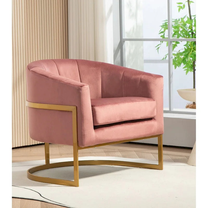Samt-Sessel mit goldfarbenem Metallrahmen