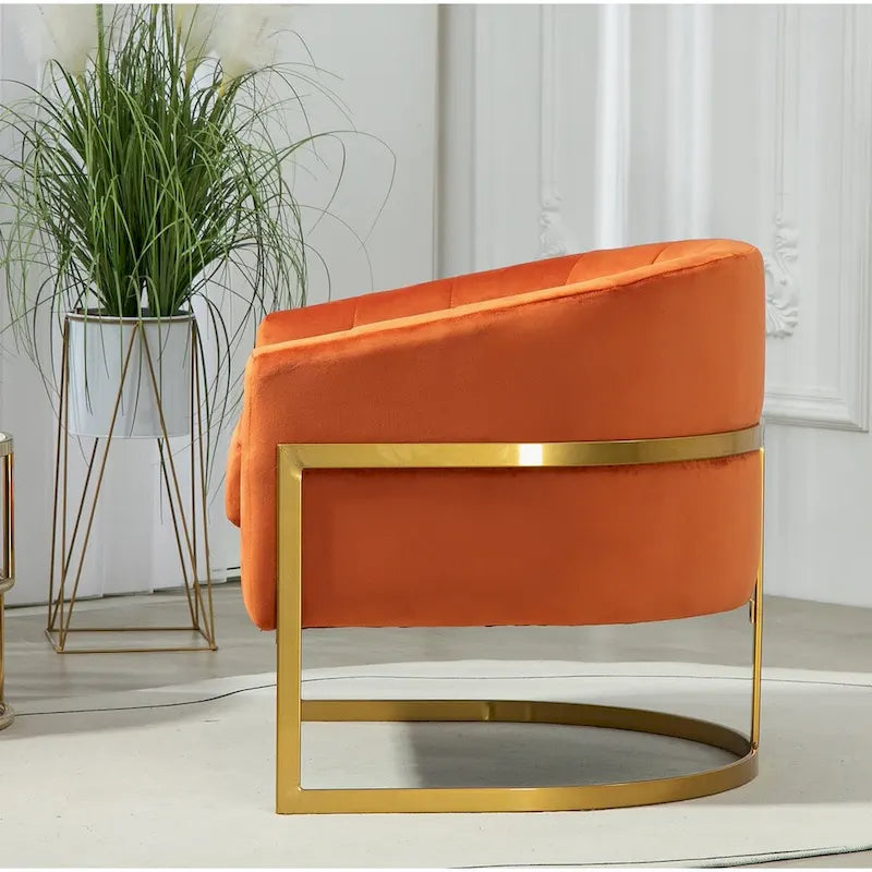 Samt-Sessel mit goldfarbenem Metallrahmen