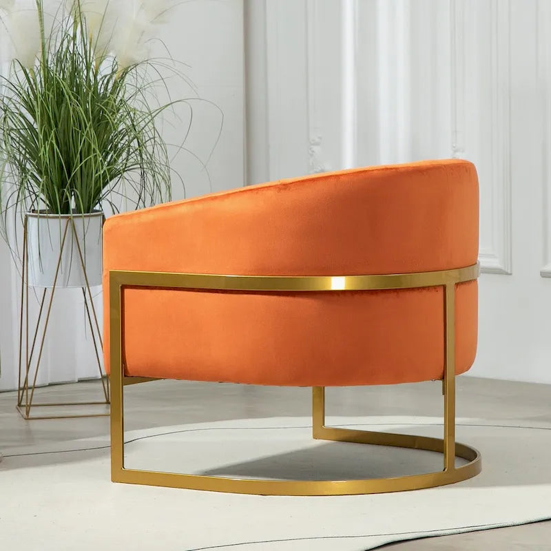 Samt-Sessel mit goldfarbenem Metallrahmen