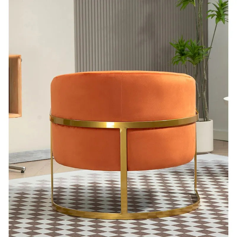 Samt-Sessel mit goldfarbenem Metallrahmen