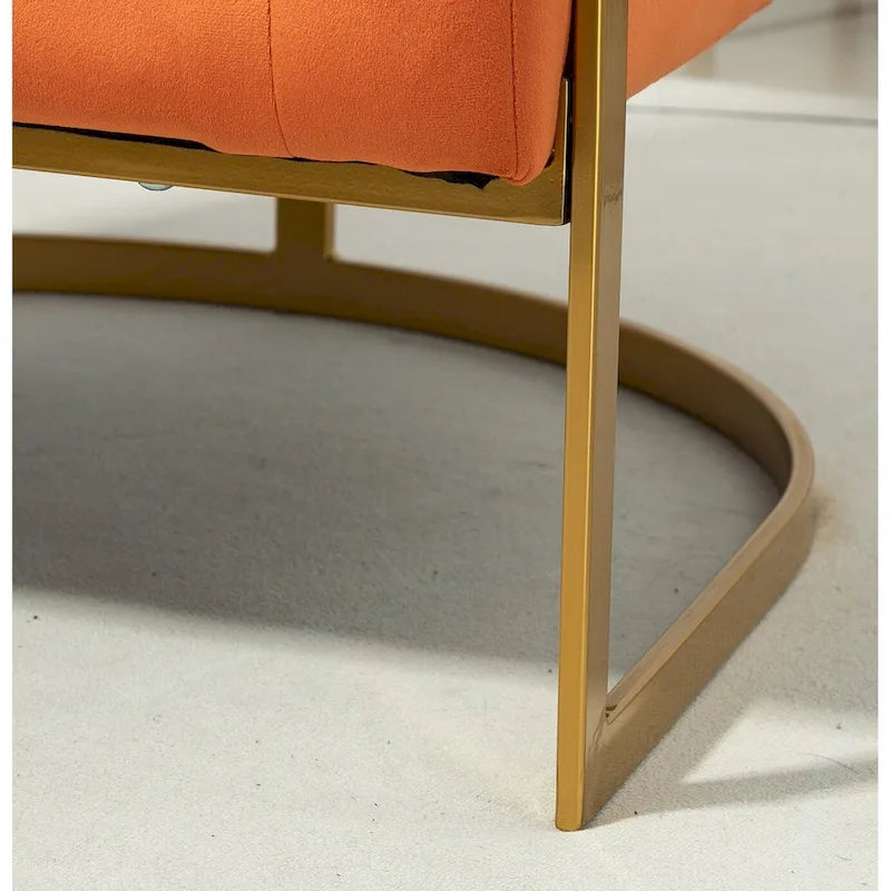 Samt-Sessel mit goldfarbenem Metallrahmen