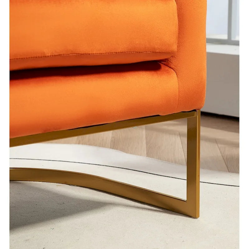 Samt-Sessel mit goldfarbenem Metallrahmen