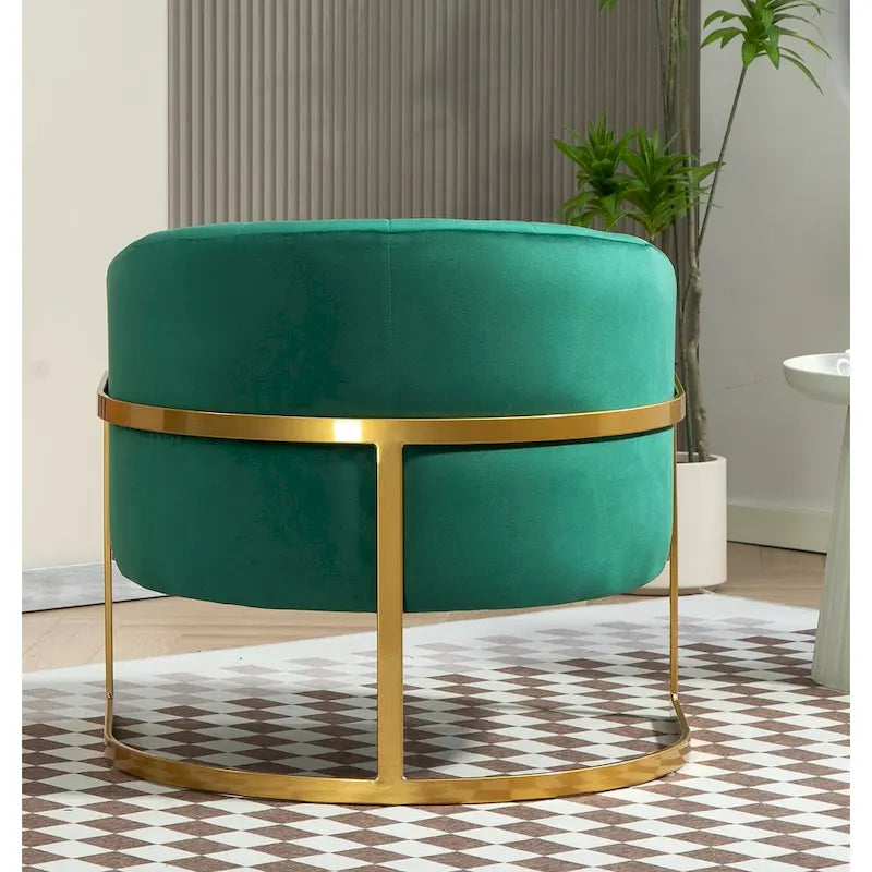 Samt-Sessel mit goldfarbenem Metallrahmen