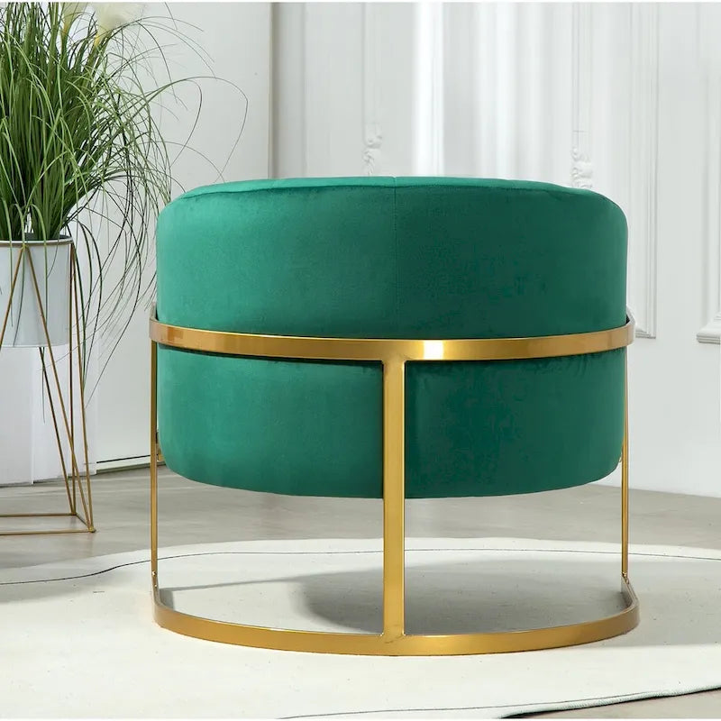 Samt-Sessel mit goldfarbenem Metallrahmen