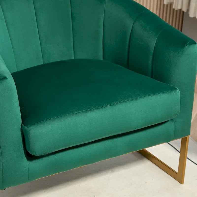 Samt-Sessel mit goldfarbenem Metallrahmen